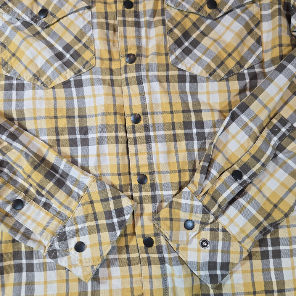 5.11 Tactical Long Sleeve Plaid Snap Shirt Men’s Small Yellow Workwear Outdoor - Picture 2 of 8